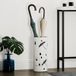 Blanc Porte-parapluies Cylindrique Avec Support, Bac D'Égouttement Amovible Et 4 Crochets, Ø 17 X 41 Cm