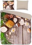 Good Morning Coconut Housse de couette Lits-jumeaux Marron Coton 240x200/220 cm + 2 taies d'oreiller 60x70 cm