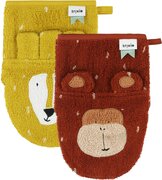 TRIXIE Mr. Lion - Mr. Monkey baby washandje - set van 2 bruin/geel