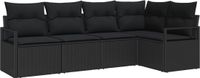 vidaXL Tuinbank Set 5-delig Zwart Polyrattan
