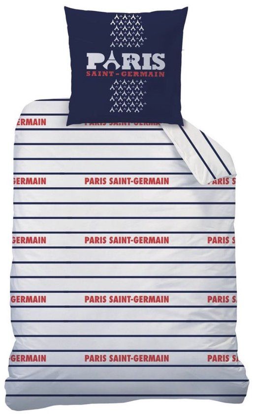 Official Fanwear PSG Dekbedovertrek Blauw/Wit/Rood Katoen Eenpersoons 140x200 cm Inclusief Kussensloop