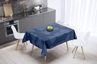 Bonamaison Tafelkleed, Anti-Mold, Sneldrogend, Waterdicht, 100% Polyester Tafellaken, Blauw, 140 x 140 Cm - Ontworpen en Vervaardigd in Turkije