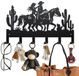 Bol Cowboy Cowgirl Porte-clés 25x40cm Crochet mural en métal Cactus Love 6 crochets Noir