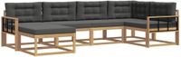 vidaXL - Hoek loungeset - 6 zitplekken - Polyester - Wit en antracietkleurig - Zonder kussens