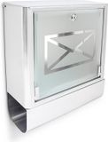 Merkloos Relaxdays brievenbus hangend - met krantenrol - rvs - glas - 35 x 40 x 15 cm - buiten