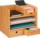 Merkloos Relaxdays bureau organizer - 2 lades - 5 vakken - 26,5 x 33 x 24 cm - natuur