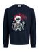 JACK & JONES Sweatshirt 'JJMERRY SKULL XMAS' donkerblauw / lichtgroen / cranberry / wit