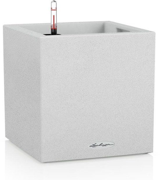 LECHUZA CANTO STONE Low 30 - plantenbak - kwarts wit - 30x30x30cm - met bewateringssysteem