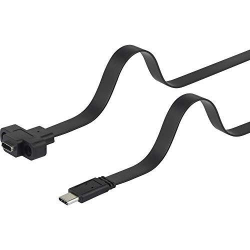 Renkforce USB-kabel USB 3.2 Gen1 (USB 3.0 / USB 3.1 Gen1) USB-C® stekker, USB-C® bus 25.00 cm Zwart Schroefbaar, Zeer f