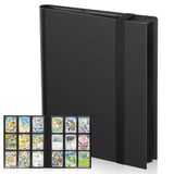 Euqvunn Trading Card Binder, Zijladend Kaartenalbum, 24 Pagina's 432 Vakken Kaartmap, Dubbelzijdige Opslag Kaartenboek Card Collection Binder voor TCG, MTG, Sportkaarten (zwart)
