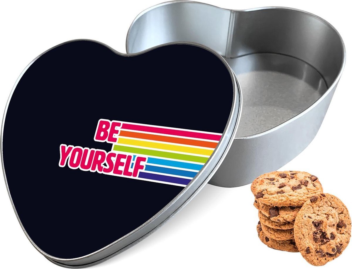 qMust Koektrommel Be Yourself Hart - Bewaarblik 14x15x5 cm