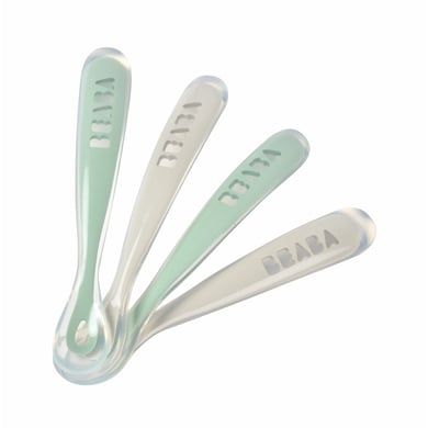 BEABA Babylepel set van 4 siliconen - 1e leeftijdsgroep - velvet grijs/sage groen