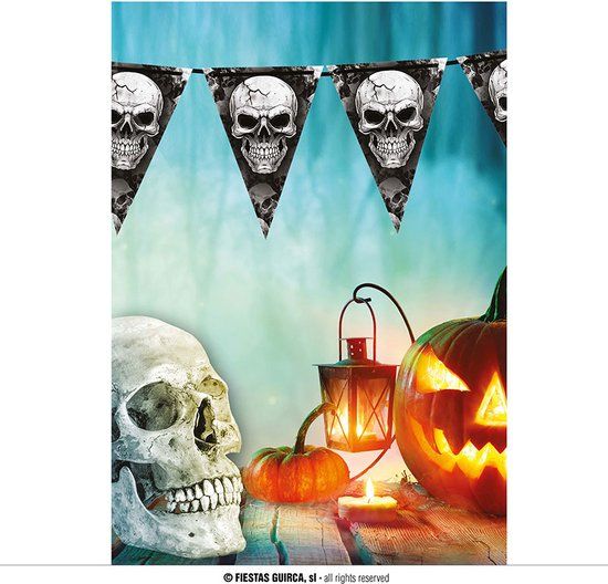 Fiestas Guirca - Vlaggenlijn skeletten - Halloween - 300 cm - Zwart