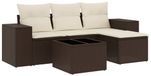 vidaXL Loungebank - Tuin Lounge Set - 5-delige Loungeset met kussens poly rattan bruin