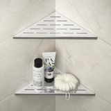 Bernkot Hoekdoucheplank 10 inch gepolijst 304 roestvrij staal verzonken hoekplanken met sleufontwerp badkamervoeg in plank voor betegelde muur, 2 stuks