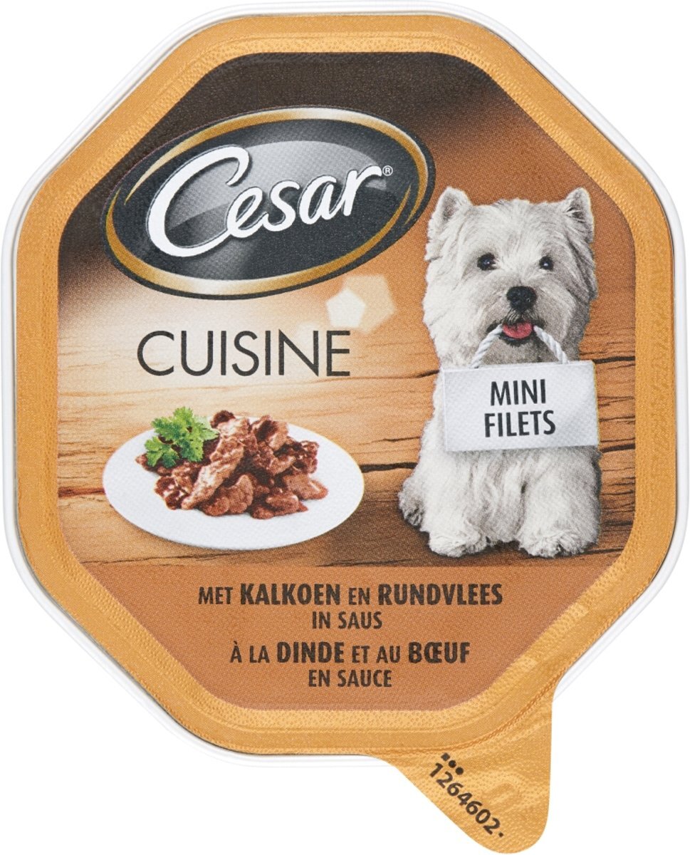 Cesar Cuisine - Mini Filets - Rund/Kalkoen in Saus - Hondenvoer - 12 x 150 g