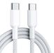 Wigento USB-C oplaadkabel, 60W snelladen, nylon kabel, 1 meter, wit, universeel