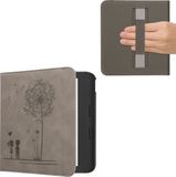 kwmobile ereader hoesje van kunstleer - geschikt voor Kobo Libra Colour - Met magneetsluiting - In grijs Paardenbloemen Liefde design