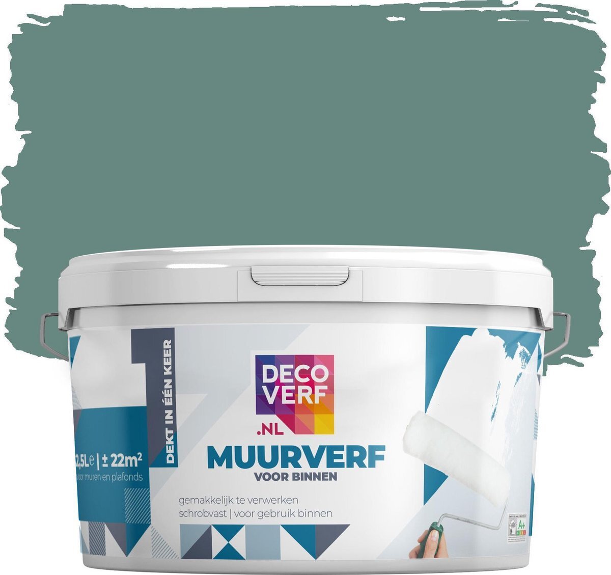 Decoverf.nl Decoverf muurverf mat, Leigroen, 2.5L