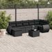 Maison Exclusive - Ensemble de meubles de jardin 8 pièces avec canapé et coussins, noir, en polyrotin