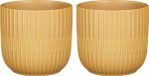 Mica Decorations - Pot de fleurs - 2x pièces - céramique - ocre - D12.5/H11 cm
