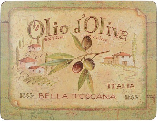 CT Placemat Olijfolie - Olio d'Oliva (4 stuks) - Kurk - Groen/Beige - 40x29cm