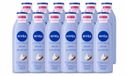 Nivea 12 x Lait Corps Lisse - Beurre de Karité - 72 heures d'Hydratation - Pour Peau Sèche - 250 ml - Pack Économique