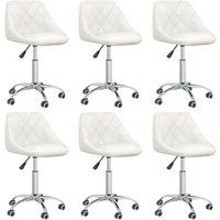 vidaXL Eetkamerstoelen draaibaar 6 st kunstleer wit