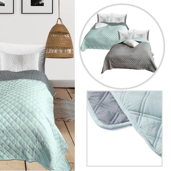 HOMELEVEL Bedsprei - Mintgroen - 220x200cm - Polyester
