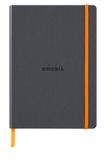 Rhodia Softcover Notitieboek – A5 – 160 Bladen – Gelijnd – Ivoorkleurig Papier 90 g/m² – Met Elastieksluiting - Titanium