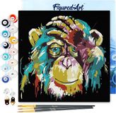 Figured'Art Mini Schilderen op Nummer Volwassenen 20x20cm met lijst Baviaan Pop Art