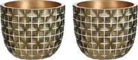 Ideas 4 Seasons Pot de fleur/pot de plante motif losange Hanoi - 2x - doré - D10 x H8 cm - pour intérieur
