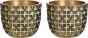 Ideas 4 Seasons Pot de fleur/pot de plante motif losange Hanoi - 2x - doré - D10 x H8 cm - pour intérieur