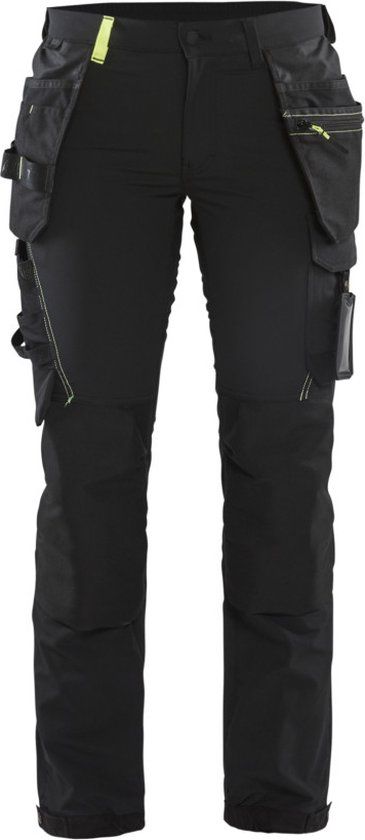 Blåkläder Dames 4-weg stretch werkbroek 7192-1645 - Zwart/High Vis Geel - C38