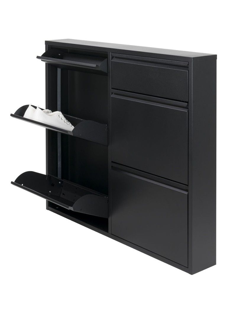 Spinder Design BILLY 6 Schoenenkast - Zwart - Metaal - 8 paar schoenen