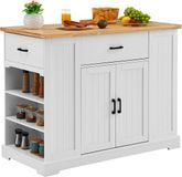 VEVOR Keukeneiland Trolley Opbergkast Serveerwagen Ladeplanken 117.3 x 56.3 x 91 cm