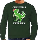 Bellatio Decorations Shoppartners Bv Kersttrui sweater Christmas tree rex - groen - voor heren - Kerstkleding - Dinosaurus S