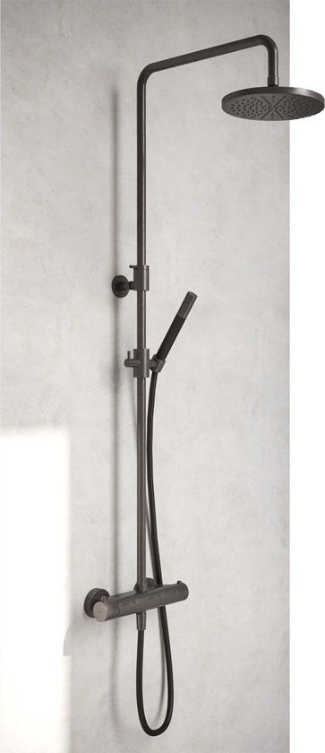 Hotbath Cobber Thermostatische Regendoucheset - Geborsteld Koper PVD - 20cm Hoofddouche