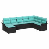 vidaXL Tuinbank Set 8-delig Zwart Polyrotan