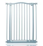 Safetots Extra Hoog Klemhek met Gebogen Bovenkant, Hoog Metaal Veiligheidshek, Klemevestging Tussen 71cm - 80cm, Mat Grijs, Extra hoog 100cm, Veiligheidshekje voor Trap, Gang en Deur