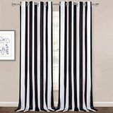 ASPMIZ Gestreepte gordijnen Zwart-witte verticale strepen Oogjegordijnen voor slaapkamer Woonkamer Decor Set van 2 panelen 52" x 84" Lengte