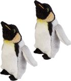 Ravensden 2x stuks pluche koningspinguin knuffel van 15 cm - pinguin knuffelbeesten