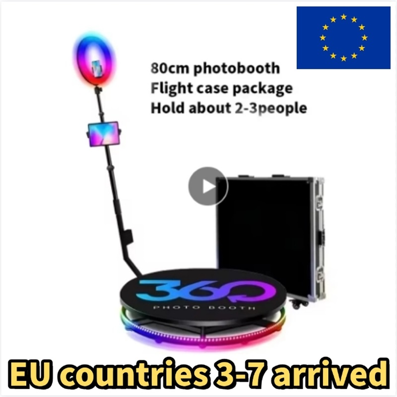 SNQP 80cm 360 graden fotocabine. Huur- of verkoopmogelijkheden voor bruiloften en feesten: draaiende selfie-camerakiosk met LED-verlichting voor fotografie