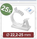 Quadrios 24CA449 Bevestigingssokkel Zelfklevend 22.2-25mm Wit 25 stuks