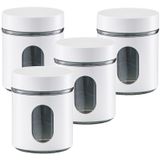 Zeller Voorraadpot - 4x - 600 ml - wit - met venster - luchtdicht - voedsel bus