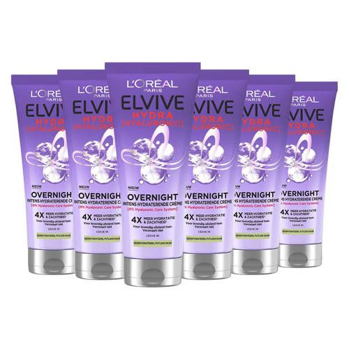 L'Oréal Paris Elvive Hydra Hyaluronic Overnight Cream - 6 x 200ml - Value Pack
