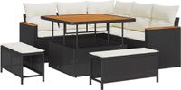 vidaXL Banc de jardin polywood noir 5 places