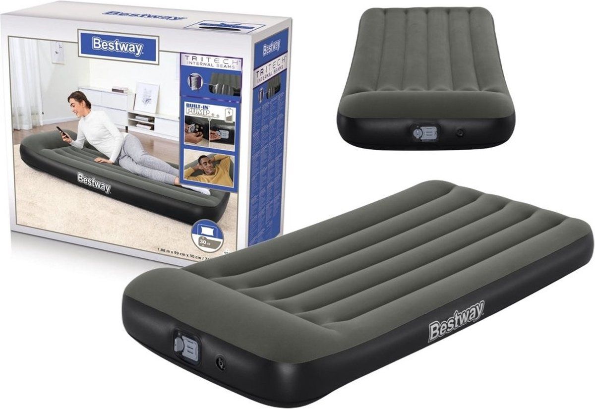 Viking Choice Bestway - Luchtbed met pomp - 1 persoons - 188x99x30cm - Blauw/Grijs