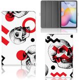 B2Ctelecom Tablettasje Samsung Galaxy Tab S6 Lite Skull Red
