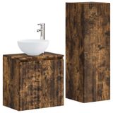Chêne fumé Ensemble de meubles de salle de bain 2 pièces 33 x 34,5 x 100 cm